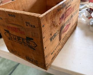 vintage Western Cartridge Company wooden ammunition box, commonly used to hold shot shells