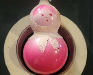 USSR Vintage Old Soviet Christmas Glass Ornament Decoration — Nesting Doll