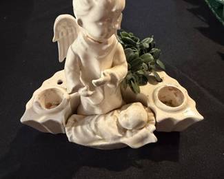 RARE HOLT HOWARD Vtg Angel Boy Baby Jesus Christmas Candle Holder