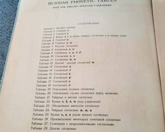 vintage educational folder containing phonetic tables for the Russian language, designed specifically for English speakers. 