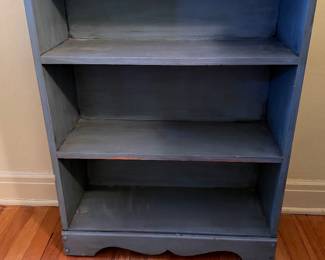  blue wood open bookcase 