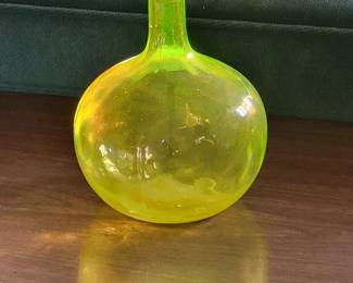 Mold Blown Vaseline Glass Bottle