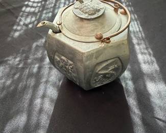 Japanese Tin Sake Warmer Kettle SAKEKANKI Vintage Lid with Handle