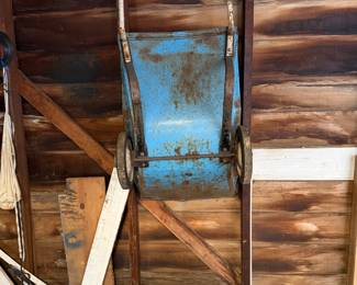  Vintage Original Steel Radio Flyer Cart Wheelbarrow 1950s, First Color Blue.