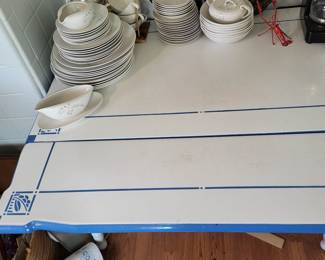 1930's enamel top kitchen table with slide outs