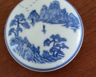 Chinese ink, a red ink in its porcelain container. Ideal to be used with Chinese stamp or seal.