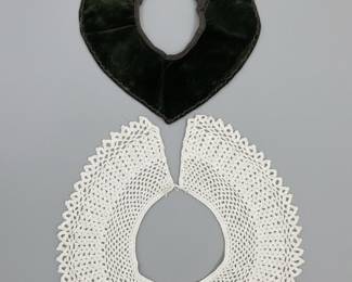 Vintage Crochet Collar and Dark Green Velvet Collar