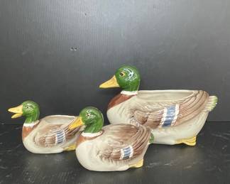 Ceramic Mallard Duck Planters
