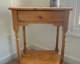 Pine Wood Side Table with Drawer