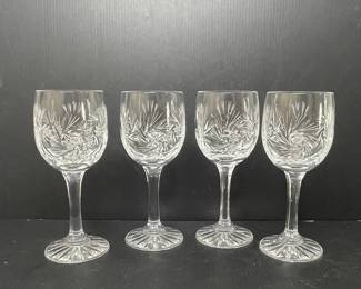 Vtg Pinwheel Crystal Wine Glasses