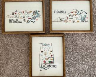 Framed Cross-Stitch State Maps