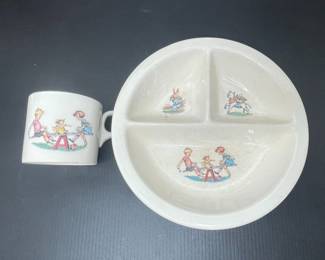 Vintage Excello Baby Dish and Mug Set