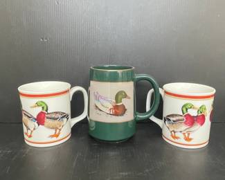 Vtg Mallard Duck Ceramic Mugs