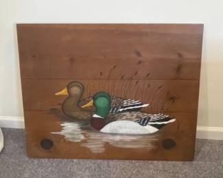 Hand-Painted Wooden Mallard Duck Wall Art