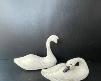 Vintage Hand-Carved Wooden Swan Decoys