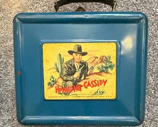 1950 Hopalong Cassidy Blue Metal Lunch Box with Thermos