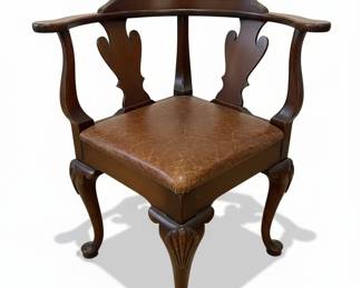 Chippendale Mahogany Corner Chair with Ball-and-Claw Feet