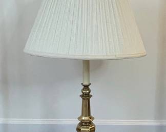 Vintage Brass Table Lamp with Pleated Shade