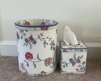 Vtg Laura Ashley Wastebasket and Tissue Box Cover