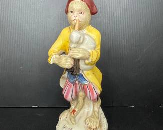 Vtg German Porcelain Monkey Bagpiper Figurine