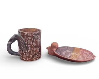 Hand-Carved Soapstone Mug & Dish, Kenya 