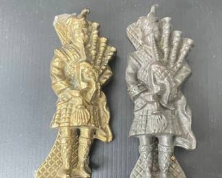 Vintage Brass Bagpiper Door Knocker