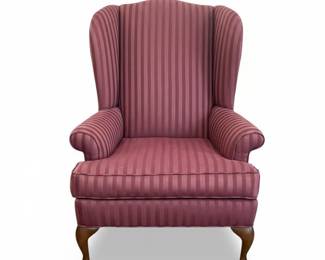 Queen Anne Style Striped Wingback Armchair