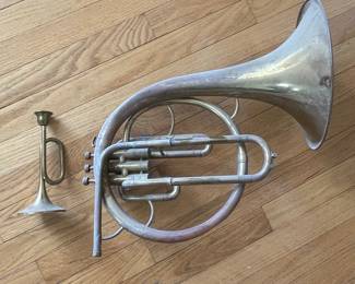 Vintage Mellophone with Miniature Bugle