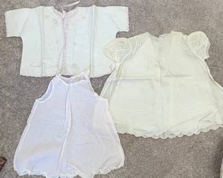 Vintage Baby Christening Gown, Slip, and Shirt Set
