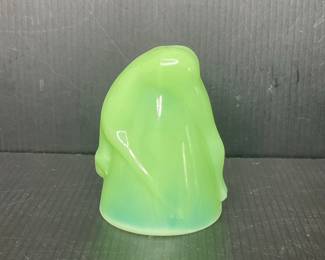 McKee Jadeite Glass "Bottoms Up" Figural Shot Glass Glows