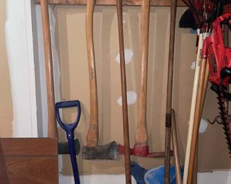 Assorted Axes and Garden Tools