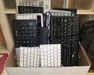 Assorted Computer Keyboards, including Apple Magic Keyboards and IBM Keyboards