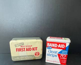 Vintage Boy Scout First Aid Kit Tin and Band-Aid Tin