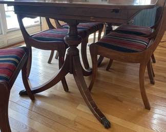 Duncan Phyfe Style Mahogany Dining Table and Chairs