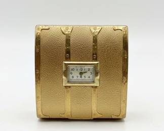 Vintage Elgin Gold Tone Powder Compact with Mirror and Puff