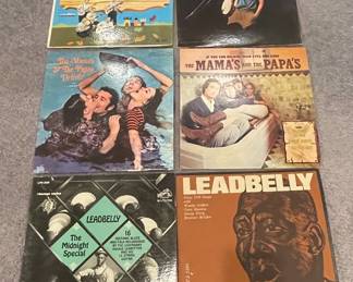 Vintage Vinyl Records Collection - Lead Belly, The Mamas & the Papas, Pete Seeger, The Highwaymen