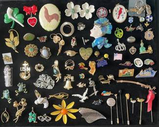 Vintage Costume Jewelry Brooches, Pins and Pendants