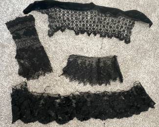 Antique Black Lace Trim Pieces
