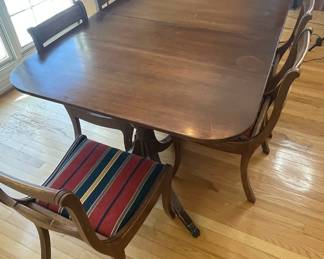 Duncan Phyfe Style Mahogany Dining Table and Chairs