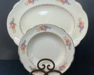 Homer Laughlin "Rose Garden" Serving Platter and Bowl