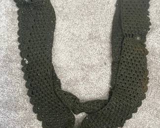 Antique Hand-Crocheted Scarf with Scalloped Edge 
