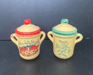 Italian Ceramic Spice Jars - Bruschetta Piccante and Menta