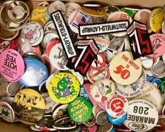 Huge box of Botton pins.