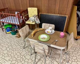 Rare, mid century kids table and chairs.