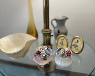 Stiffel brass and glass floor lamp & decor.