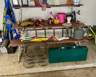 Suitcase picnic table, and 3 pc. foldable picnic table.