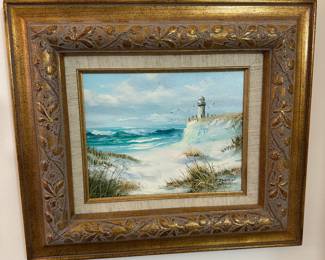 Original oil painting with gold frame.
