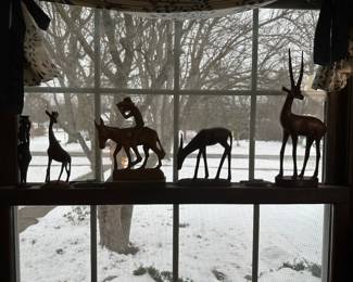 Carved wood figures.