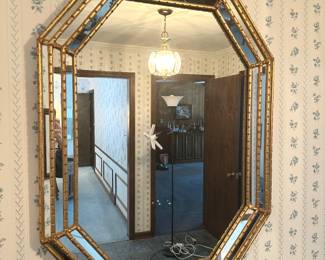 Gorgeous vintage LaBarge gold gilt bamboo design mirror.