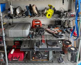 Craftsman table saw; Ryobi circle saws; drills, saws, and other power- and hand-tools